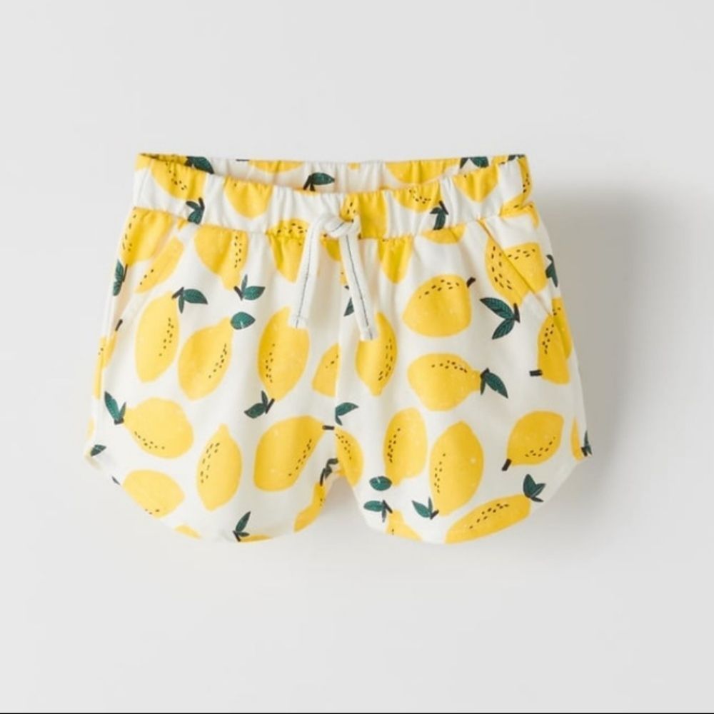 ZARA KIDS Lemon Cotton Shorts Drawstring 6